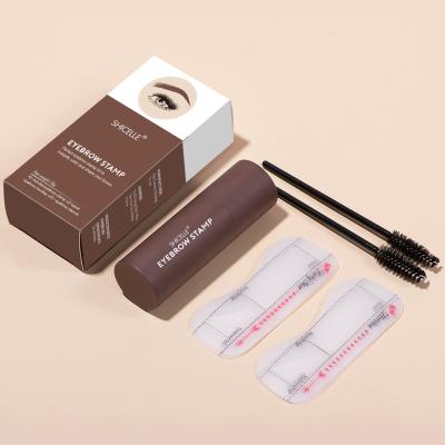 China Waterproof One Step 3D Eyebrow Powder Long Lasting Waterproof Makeup Eyebrow Stamp Shaping Kit With 10 Reusable Eyebrow Stencils for sale