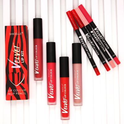 China Custom Lip Gloss Kit Lip Gloss Set Logo Gift Cosmetics Nude Organic Matte Liquid Lipstick Lip Liner Daily Private Label Makeup Shicelle for sale