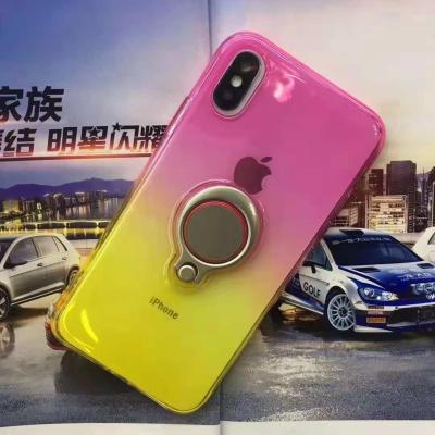 China Double Color Gradient Ring Magnetic Car Mount Holder Soft TPU Case Back Cover For IphoneXS IphoneXR IphoneXS MAX Iphone8 for sale