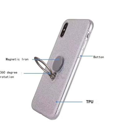 China Color Glitter Ring Magnetic Car Mount Holder Soft TPU Case Back Cover For Samsung A6 Plus/J8 2018/A9 STAR lite J7Prime for sale