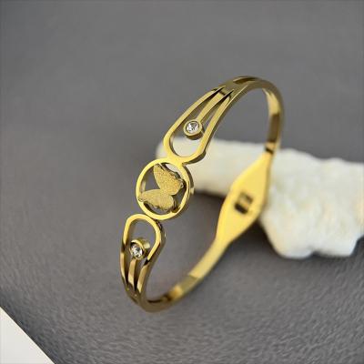 China High Quality Cute Elastic Opening Cute Butterfly Gold Plated Bracelet Women's Zircon Fashion Jewelry for sale