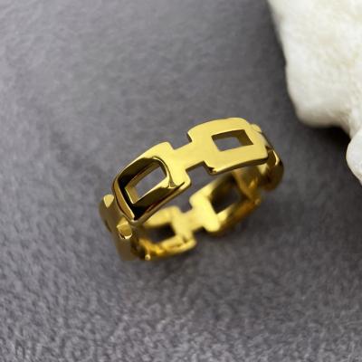 China New Fashion CLASSIC Rectangle Hollow Shape Geometric Design Ring Rings Jewelry for sale