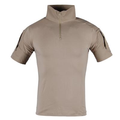 China 65%Polyester 35%Cotton Khaki Comfortable Breathable Short Sleeve Shirt Army Shirt for sale