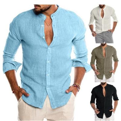 China New Fashion Breathable Casual Men's Shirt Solid Blouse Loose Tops Autumn Spring Casual Handsome Men's Long Sleeve Tee for sale