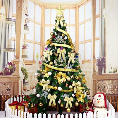 China 2021 ON/OFF High Quality PVC Christmas Decoration Supplies 1.2M 1.5M 1.8M 2.1M Gold Christmas Tree Outdoor for sale