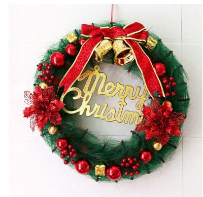 China Good Quality Pine Needles 30cm 40cm 50cm 80cm Artificial Flower Wreath Christmas Tree Accessories Christmas Wreath Decorations for sale