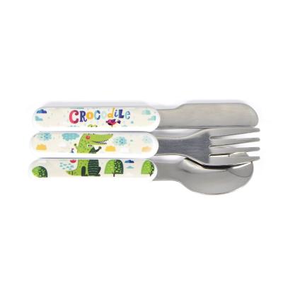 China Viable Wholesale Custom Design Family Sublimation Printing of Kids Children Cutlery Set Knife Fork and Spoon for sale