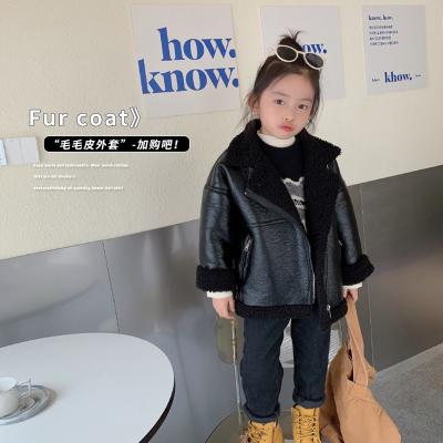 China 2021 winter viable wholesale fur leather jacket black motorcycle for kids for sale