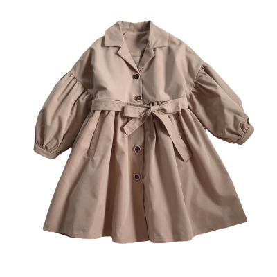 China 2021 Fashion Puff Sleeve Girl Kids Breathable Long Coat Dress for sale