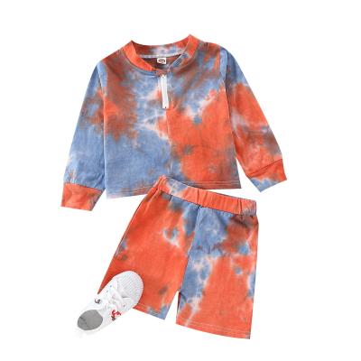 China Wholesale formal 2021 tops+ shorts tie dye kids fall dress sets for sale