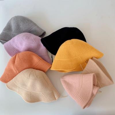 China 2021 Cotton Wholesale Autumn Winter Plain Kids Knitted Bucket Hats for sale