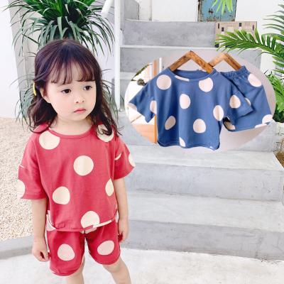 China 2021 Summer Wholesale Large Formal Polka Dot Baby Girls Summer Sets for sale