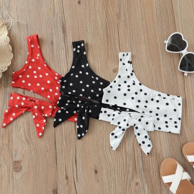 China 2021 Summer Viable Wholesale Single Polka Dot Kids Girls Off Shoulder Top for sale