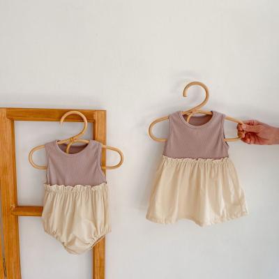 China 2021 Wholesale Casual Summer Patchwork Cotton Babies Sleeveless Rompers for sale