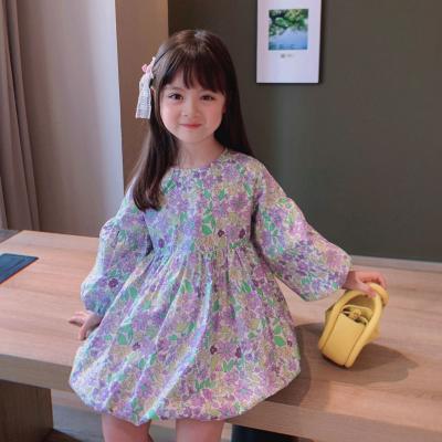 China 2021 Wholesale Sustainable Floral Print Spring Dresses For Little Girls for sale