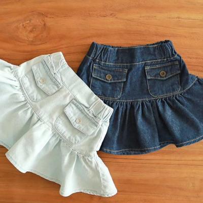 China 2021 Soft Breathable Wholesale Ruffle Denim Mini Skirt All-match Babies for sale