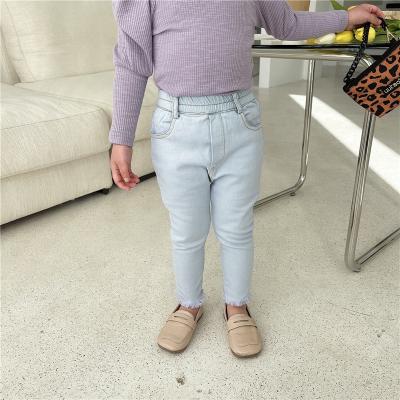 China 2021 Lattice Spring Toddler Girls Long Lasting Denim Stretch Legging for sale