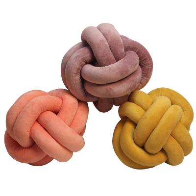 China Anti-static Colorful Home European Bed Head Pillow Plush Ball Shape Knot Pillow Special Children Sofa Pillow for sale