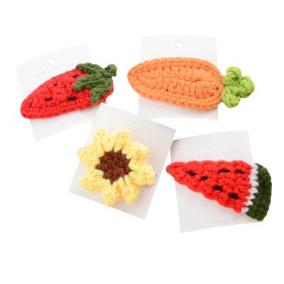 China Knit Crochet Q828 Kids Knitting Instant Crochet Fruit Avocado Hair Clips Watermelon Flower Barrette Hair Clip Girls Hairpin for sale