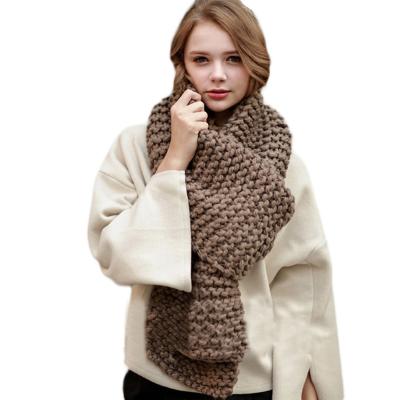 China New Fashion N119 Custom Thick Scarf Autumn Winter Warm Knitted Scarves Woolen Grid Scarf For Women Men for sale