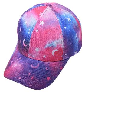 China Baseball print sky logo ponytail sports outdoor cross hats JOINT custom starry hat various patterns for sale