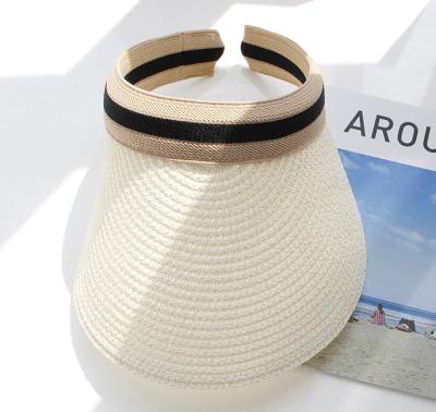 China B6 Straw Hat Female Bowknot Visor Empty Dobby Covers Straw Cap Casual Shade Hat Handcrafted Top Hat Empty Beach for sale