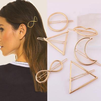 China Hair Clip Alloy Headband Barrette Triangle Moon Circle Metallic Geometric Hair Clip B80 Other for sale