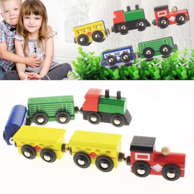 China China Valentine's Day Decoration Car Wooden Children's Jigsaw Assembled Building Blocks Drag Train Toy for sale