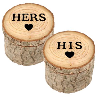 China MR MRS Europe Wooden Ring Box Around Wooden Jewelry Box For Ring/Gift Storage Wedding Ring Box Wood for sale