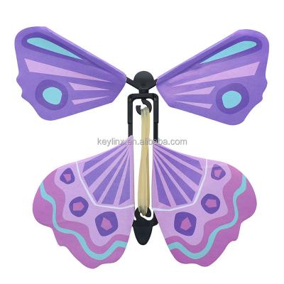 China Keylinx Eco-friendly Material 2022 Most Popular Kids Toy Flying In The Book Magic Butterfly Rubber Paper Toy for sale