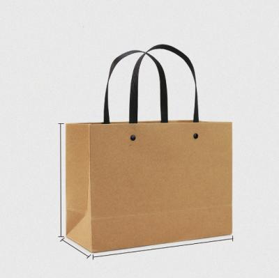 China Recyclable Customized Logo Printing Wholesale Factory Grocery Brown Box With Handle Item Kraft Paper Bag for sale