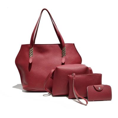 China New Designer PU Punching 4 IN 1 Lady Handbag fashion Stitching Women Handbag with varieties of colors for sale