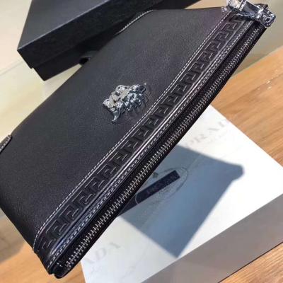 China New Men's Handbag, Special Counter Synchronous Black Versace Soft Leather with Italian Calf Skin for sale