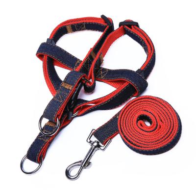 China Soft Quick Release Jean High Quality Service Dog Harness Collar Set for sale