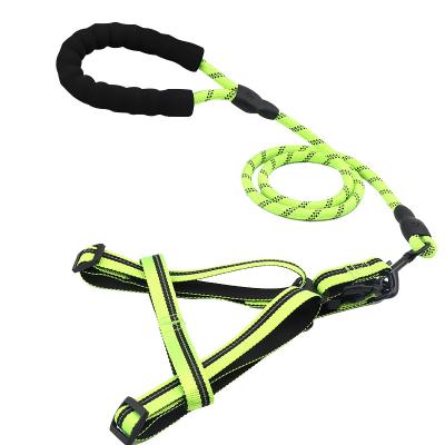 China Padded Adjustable Reflective Pet Leash Harness Set for sale