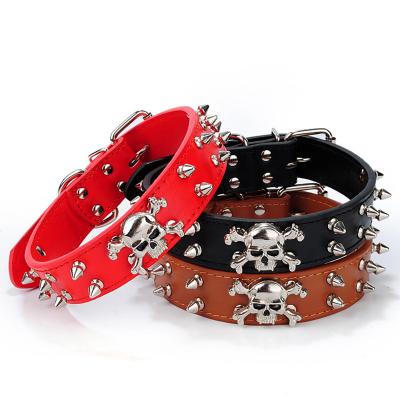 China Durable Cool Style Strong PU Leather Anti-bite Studded Rivets Dog Collar for sale