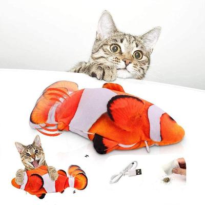 China Viable Clownfish USB Rechargeable Electric Collapsing Fish With Waving Fish Toy Catnip Wiggling Fish Toy for sale