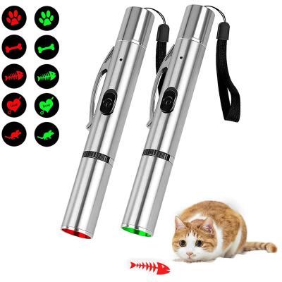 China Stainless Steel USB Charger Laser Indicator LED Viable Pet Cat Training Laser Pointer for sale