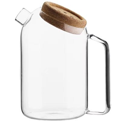 China Large Capacity Viable Glass Cold Water Bottle with Cork Heat Resistant Cold Kettle Glass Jug for sale