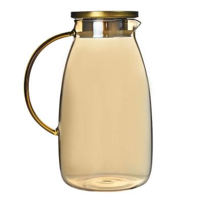 China Large Cool Sustainable Glass Water Kettle Jug Carafe with Lid and Spout for Cold Water Hot Tea Juice Coffee Lemonade for sale