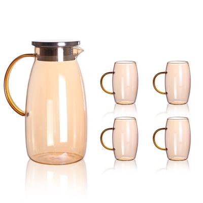 China Viable Wholesale Unheatable Cloud Gradient Color Cold Water Kettle Living Room Large Capacity Glass Water Kettle Set for sale