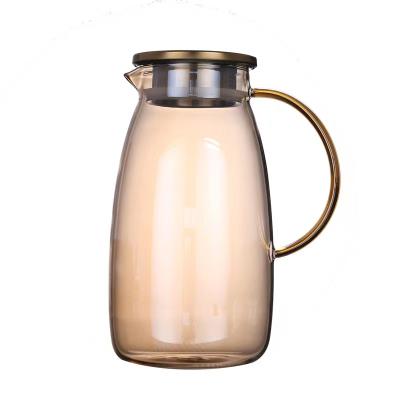 China Large Cool Viable Glass Pitcher Water Kettle Jug Carafe with Lid and Spout for Cold Water Hot Tea Juice Coffee Lemonade for sale