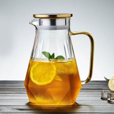 China Juice Cooling Kettle With Transparent Large Capacity Glass High Borosilicate Hammer Viable Cooling Cold Cup Holder for sale