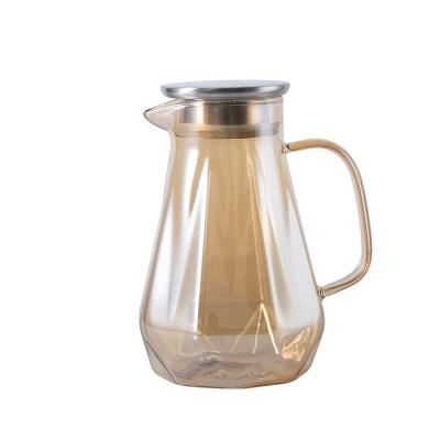 China Morden Viable Amber Glass Cold Kettle Glass Pitcher High Temperature Drink And Heat Resistant Luxury Restaurant Bar Juice Pot for sale