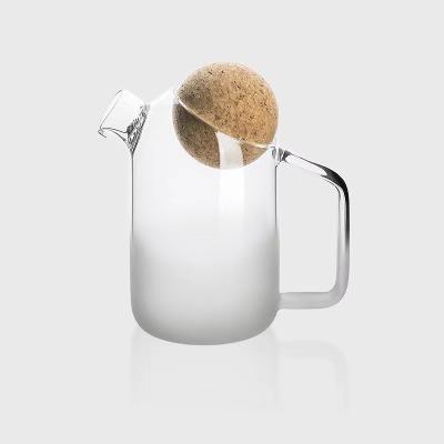 China Customized Sustainable Kitchenware Clear Borosilicate Glass Heat Resistant Healthy Teapot With Cork for sale