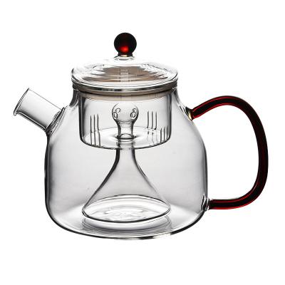 China Sustainable Mouthblown Borosilicate Glass Teapot with Glass Handle for sale