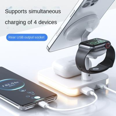 China Hot Sales Amazon Cell Phone 15w Fast Wireless Charging Pad Pad Led Lamp Qi Magnetic Wireless Charger 3 In One For Watch Phone for sale