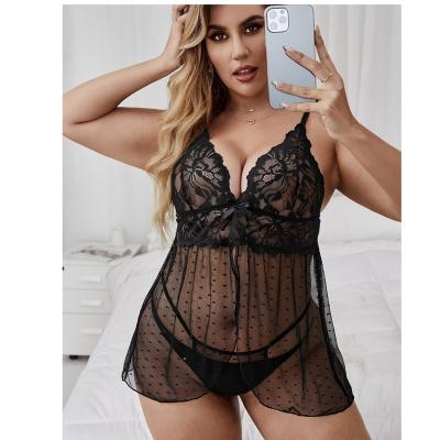 China Hot Women's Sexy Nightgown Nightgown Suspender Nightgown Black Tulle Lace Sexy Suspender Skirt Sexy Nightgown for sale