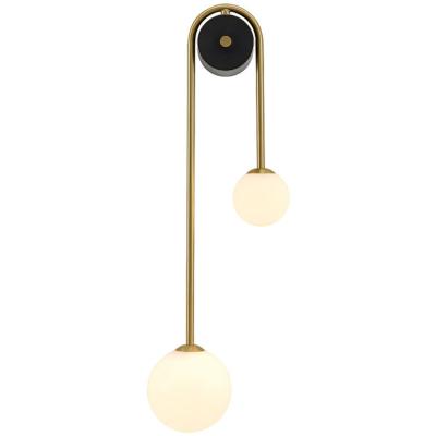 China Modern Creative Modern Copper Sconce Light Glass Ball Bedroom Living Room Hotel Fashion Simple Wall Lamp for sale