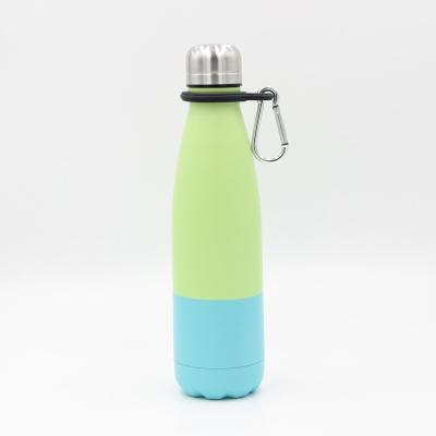 China WLV001-500 Viable Insulated Water Bottle Sport Logo Double Wall Double Insulated Water Bottle With Carabiner With Handle for sale